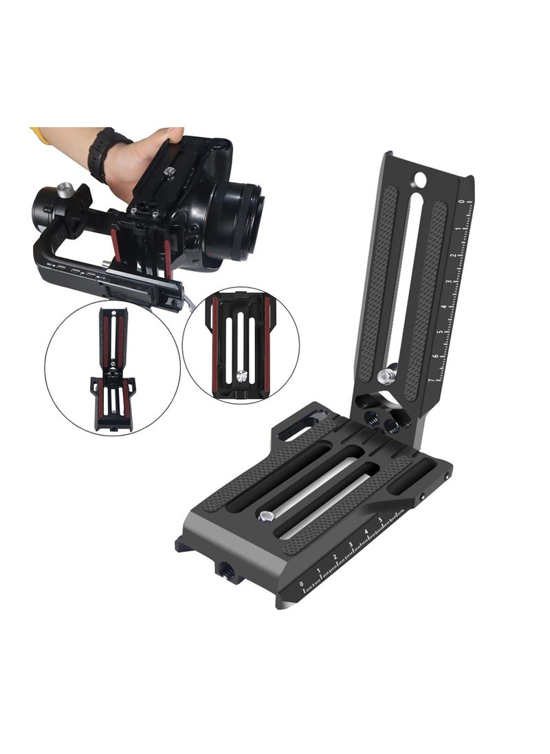 SLR Vertical Fast Mounting Board - Black Professional L-Type Mount Bracket for ZHIYUN WEEBILL, RSC2, RS2, and DJI Ronin Series. Fast Loading Design for Enhanced Stability.