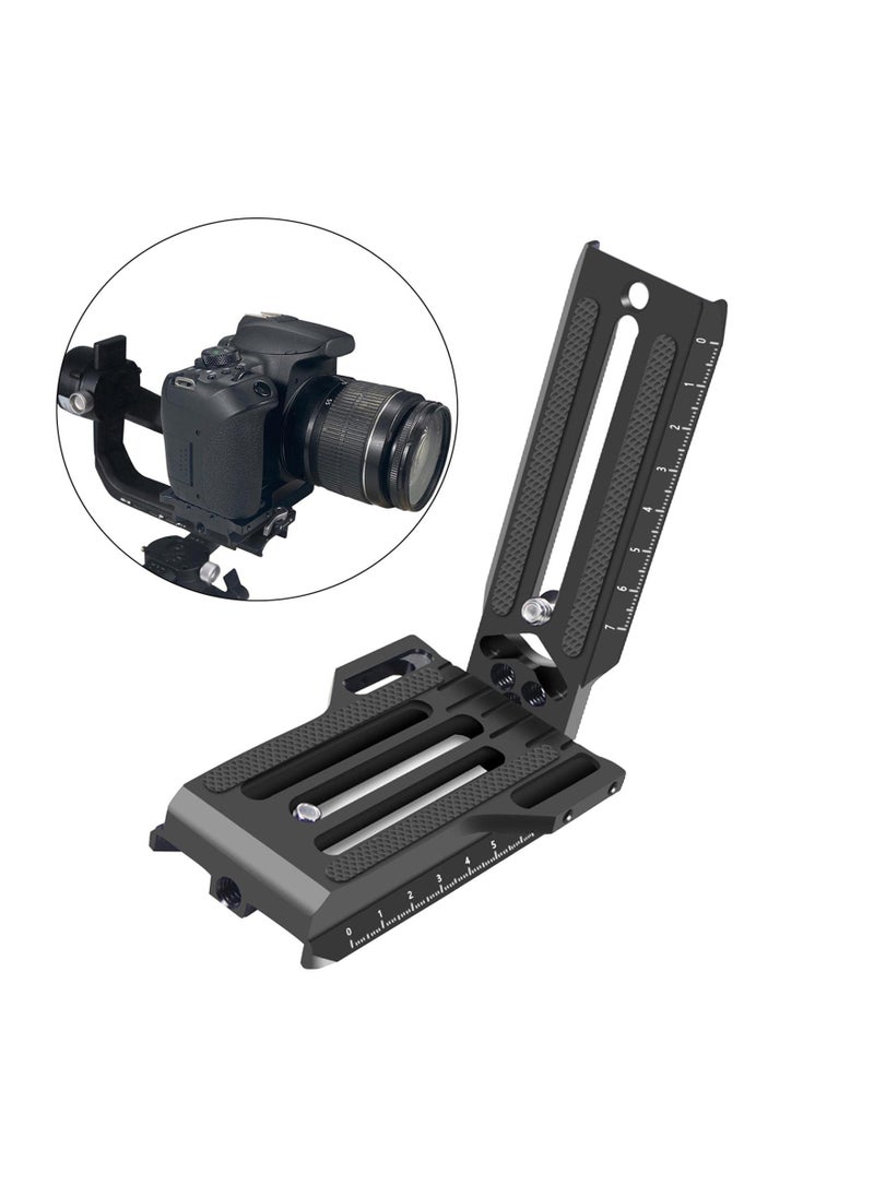 SLR Vertical Fast Mounting Board - Black Professional L-Type Mount Bracket for ZHIYUN WEEBILL, RSC2, RS2, and DJI Ronin Series. Fast Loading Design for Enhanced Stability.