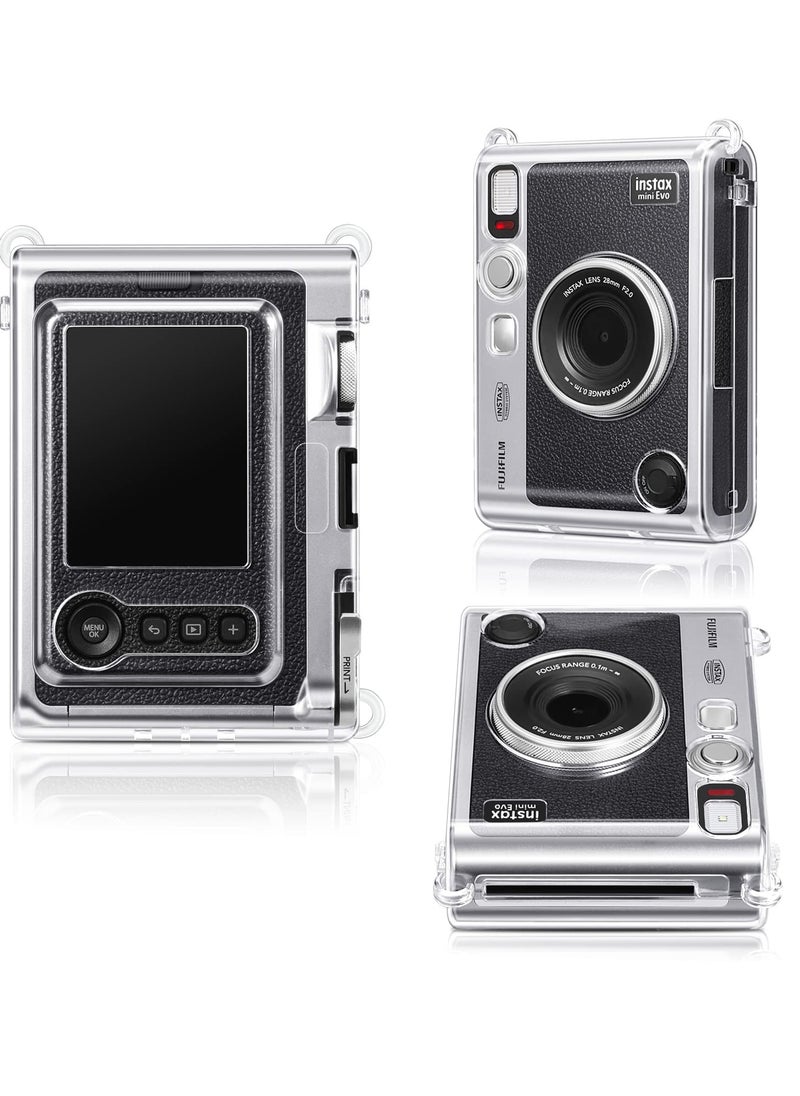 Protective Case for Fujifilm Instax Mini EVO Camera Crystal Hard PVC Cover with Removable Shoulder Strap
