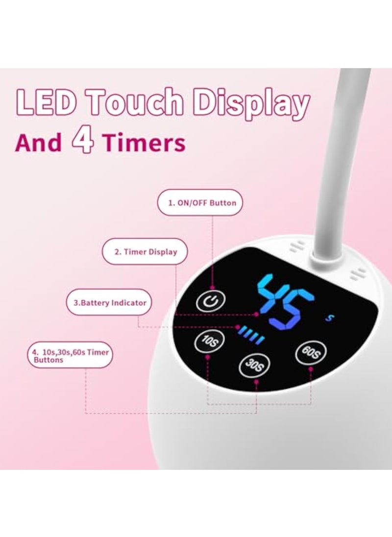 Mini UV Nail Lamp, with Smart Auto Sensor and Display, Gel Nail Lamp, Dryer UV Lamps, 12 Beads Mini Nail Lamp, 4 Modes, Portable LED Nail Lamp with USB Charging Cable in Salon Or DIY at Home