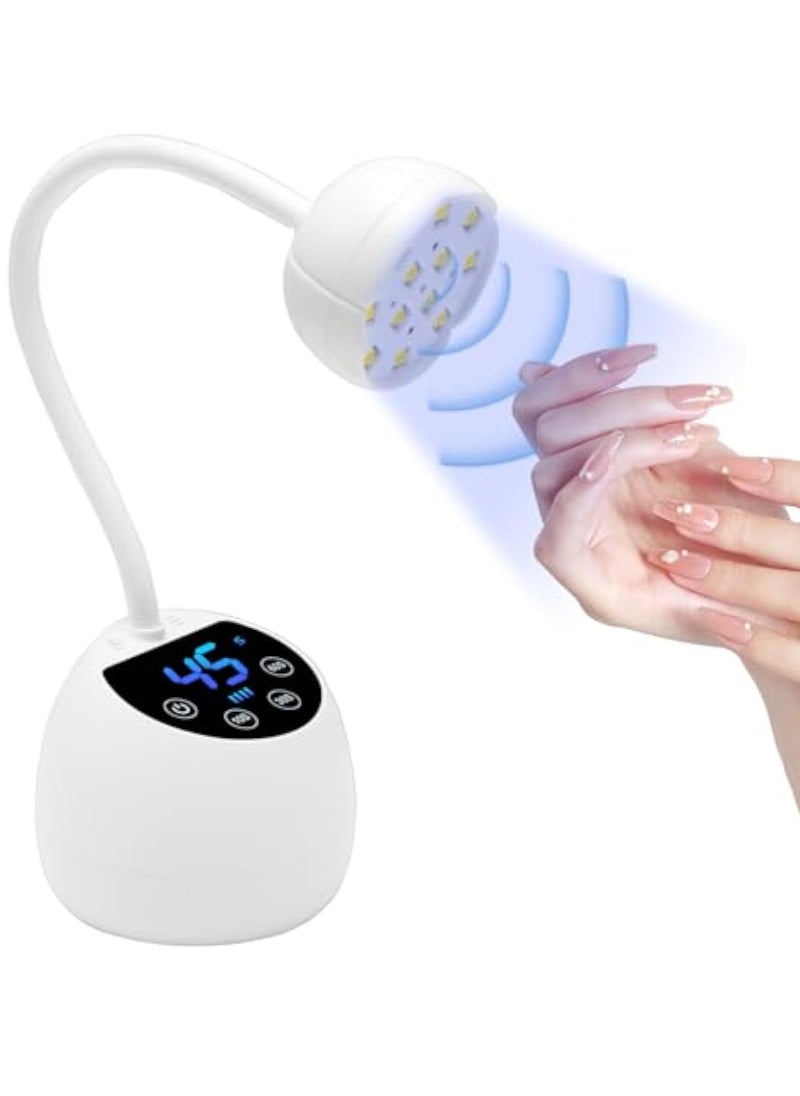 Mini UV Nail Lamp, with Smart Auto Sensor and Display, Gel Nail Lamp, Dryer UV Lamps, 12 Beads Mini Nail Lamp, 4 Modes, Portable LED Nail Lamp with USB Charging Cable in Salon Or DIY at Home