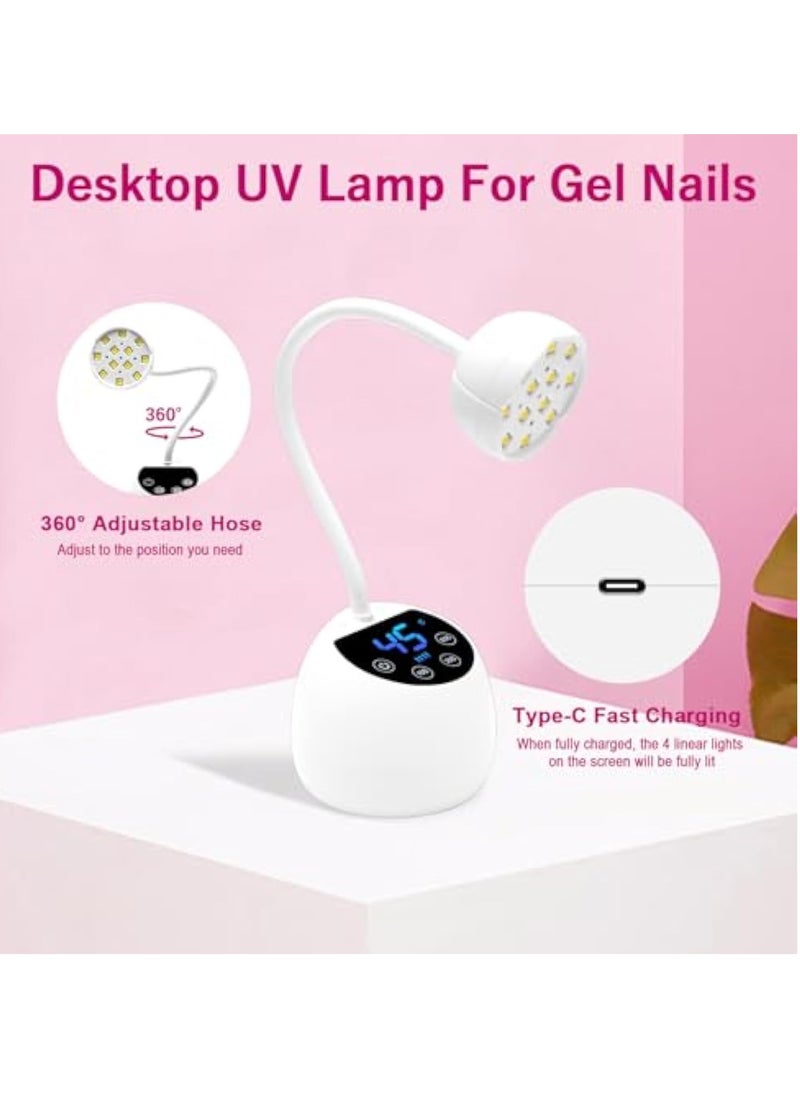 Mini UV Nail Lamp, with Smart Auto Sensor and Display, Gel Nail Lamp, Dryer UV Lamps, 12 Beads Mini Nail Lamp, 4 Modes, Portable LED Nail Lamp with USB Charging Cable in Salon Or DIY at Home