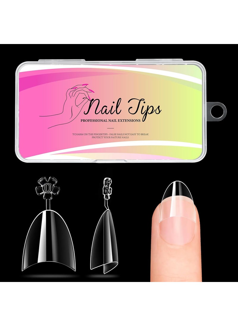 Ranrose Short Oval Nail Tips 240PCS Half Cover Fake Nails Nail Tips for Acrylic Nails Professional 12 Sizes Clear False Tips for DIY Press On Nail Extensions