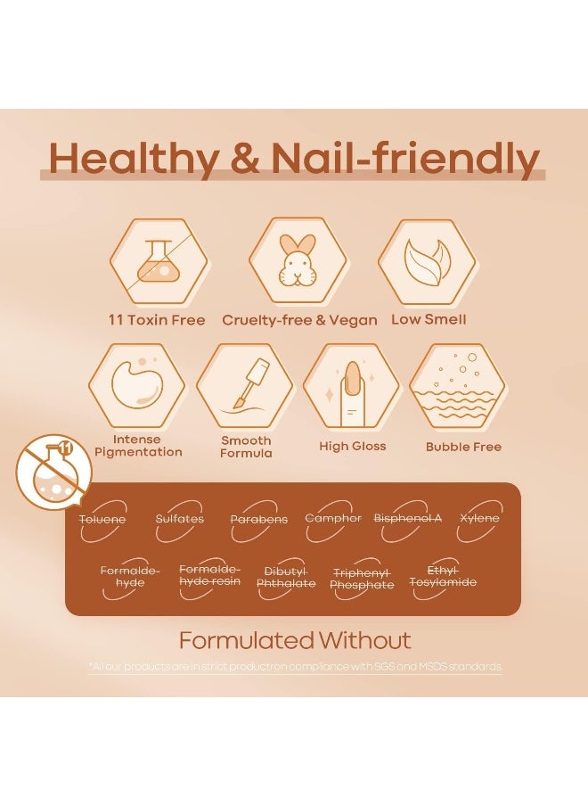 20 Colors Gel Nail Polish Kit- Fall Winter Gel Polish Set Soak Off Nail Polish Kit with Bond Primer Glossy&Matte Top Base Coat DIY at Home