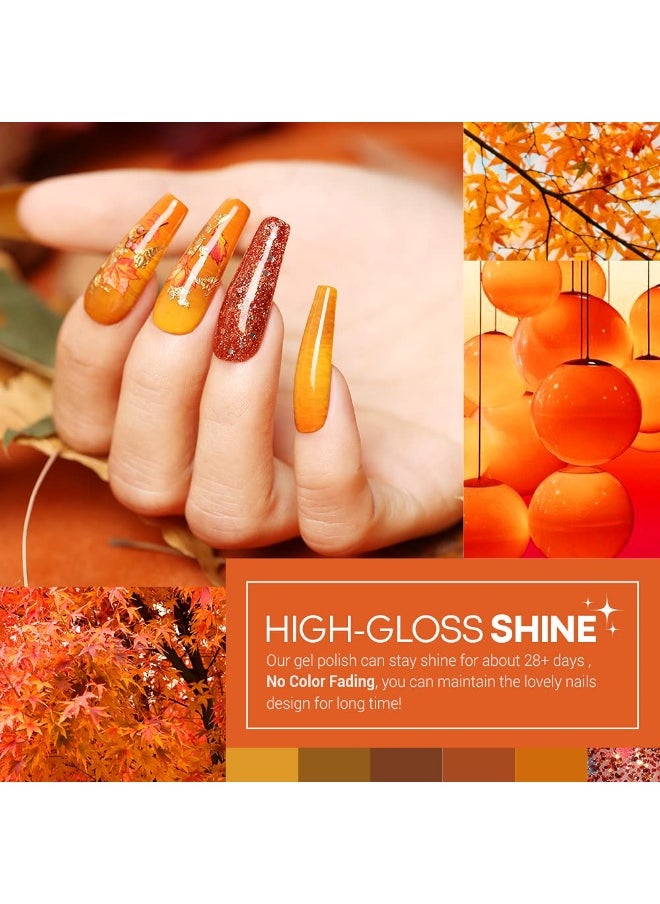 20 Colors Gel Nail Polish Kit- Fall Winter Gel Polish Set Soak Off Nail Polish Kit with Bond Primer Glossy&Matte Top Base Coat DIY at Home