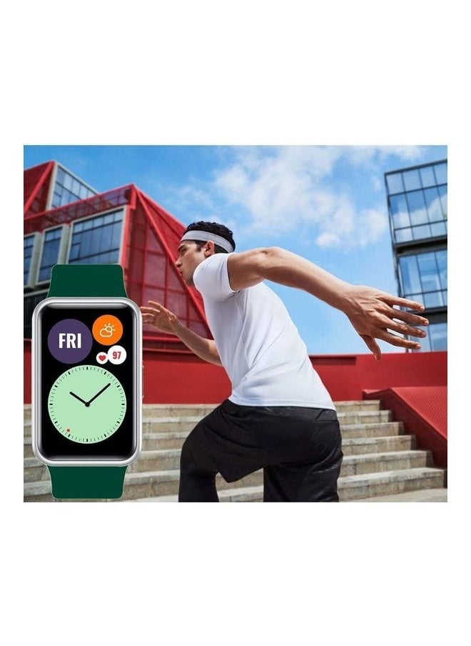 Adjustable Silicone Sport Watch Bands Replacement Wristband Compatible With Huawei Watch Fit 2 Dark Green
