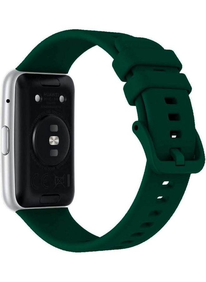 Adjustable Silicone Sport Watch Bands Replacement Wristband Compatible With Huawei Watch Fit 2 Dark Green