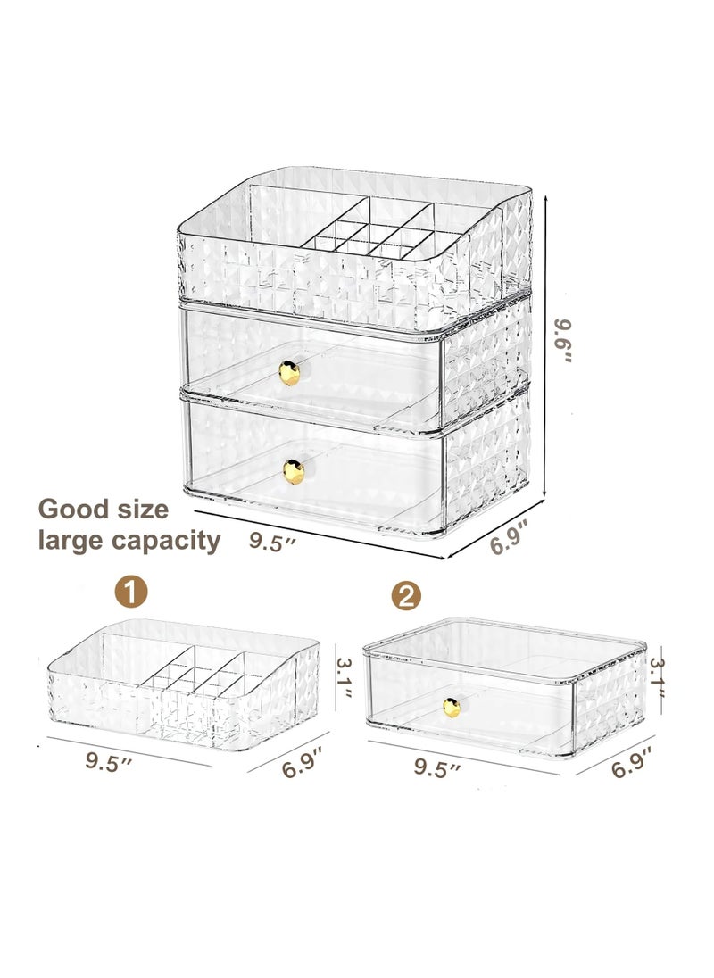 Clear Stackable Makeup Organizer for Cosmetics and Skincare Perfect for Vanity and Bathroom Storage