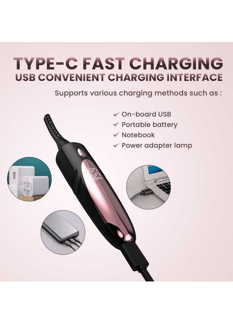 Heated Eyelash Curlers USB Rechargeable Electric Eyelash Curler with 4 Heating Modes Heated Lash Curler for Eyelash Curling Eye Lashes Tool for Women