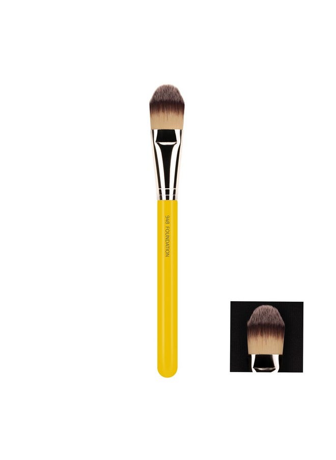 Bdellium Tools Professional Makeup Brush - Studio Series 948 Foundation - With Soft Synthetic Fibers, For Foundation & Concealing (Yellow, 1pc)