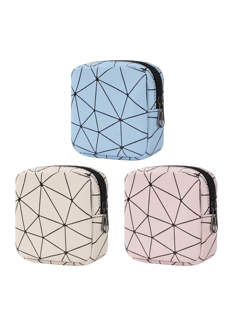 Sanitary Napkin Organizer Menstrual Bag 3 Piece Zip Menstrual Pad Bag Portable Sanitary Napkin Organizer Purse Tampon Holder Teenage Menstrual Bags for Girls Ladies First Period Gifts for Girls