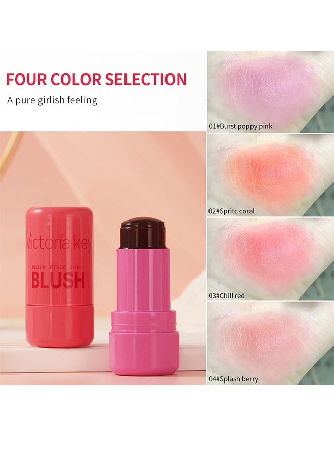 Lips Cheeks Blush Stick - Pack of 4 Milk Jelly Blush Stick, Multi Jelly Tint Blush Stick, Lip Tint Stain, Long Lasting Multi Use Makeup Blush Stick, Milk Jelly Blush Tint for Lips Cheek