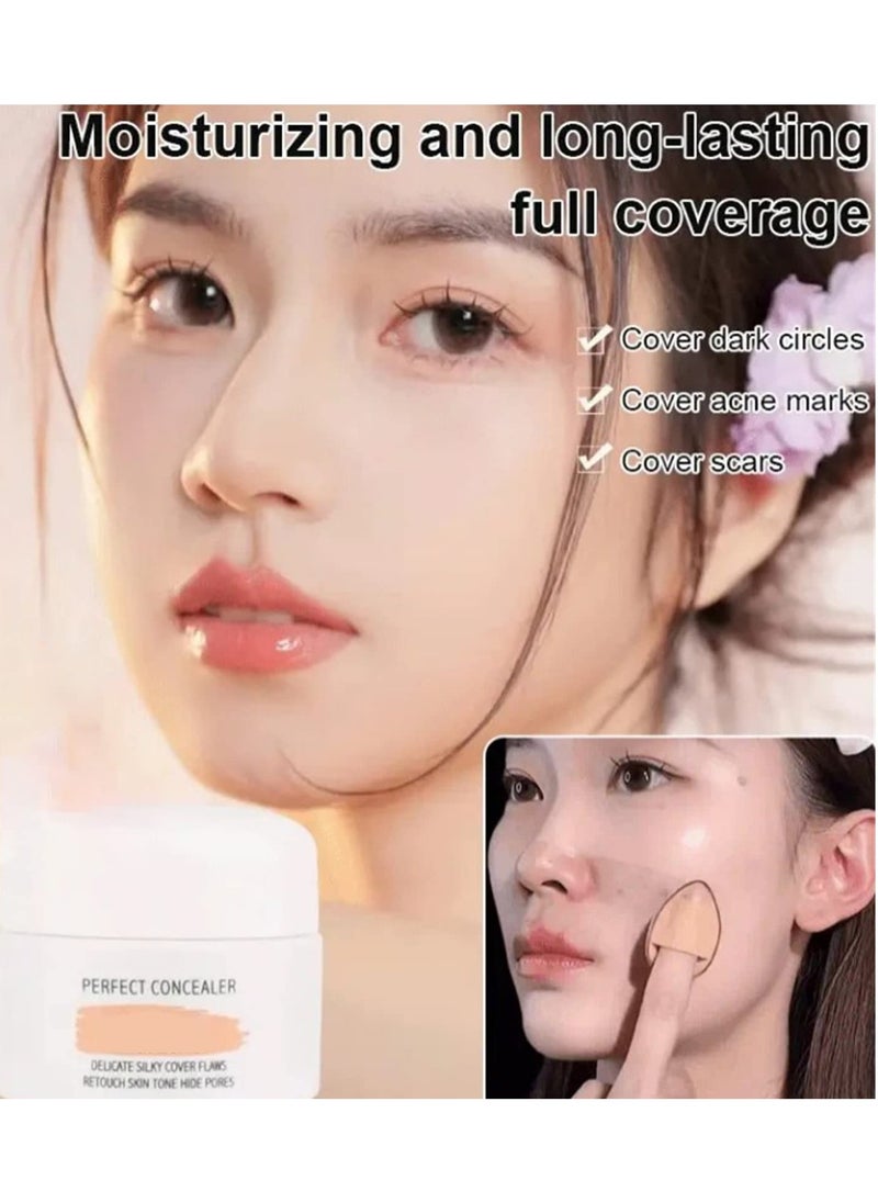 Long Lasting Waterproof Concealer, Full Coverage Moisturizing Contour and Brighten, Face Concealer, Foundation Concealer, Cover Acne Marks Scars Under Eye Concealer, for Dark Circles, 3 Colors
