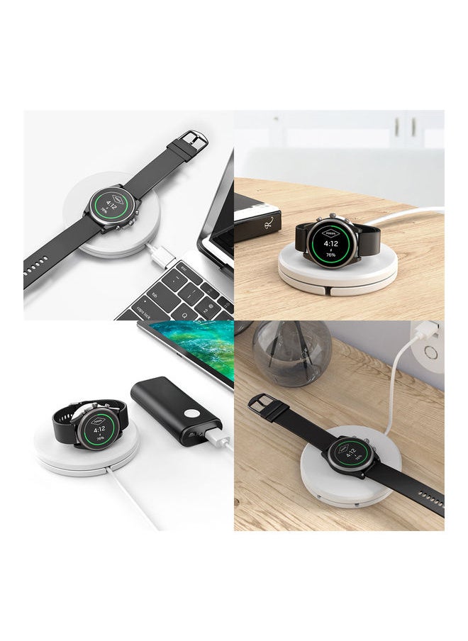 Portable Watch Charger Stand With Charging Cable For Fossil Gen 4/Gen 5 White