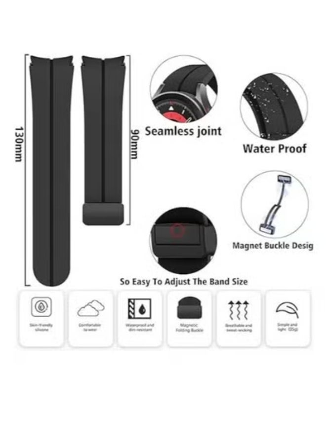 No Gap Silicone Sport Strap for Samsung Galaxy Watch 5 Pro (45mm), Galaxy Watch 5/6 (40mm, 44mm), Galaxy Watch 6 Classic (43mm, 47mm) – Adjustable, Comfortable, Durable Fitness Watch Band for Men & Women – Multiple Colors Available