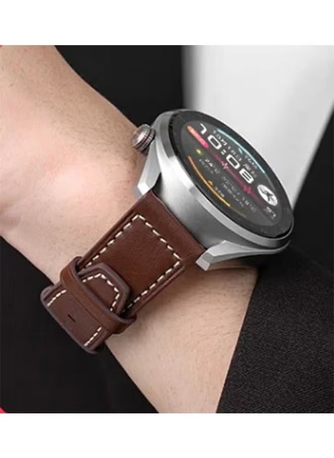 Huawei Watch Band Leather Strap, Compatible with GT3/2 46mm Watch Size, 22mm Band Width, Elegant Design, 1 Piece(Brown)
