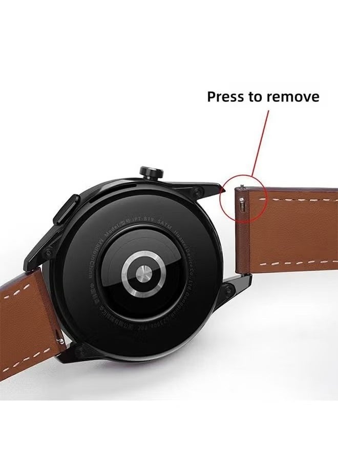 Huawei Watch Band Leather Strap, Compatible with GT3/2 46mm Watch Size, 22mm Band Width, Elegant Design, 1 Piece(Brown)