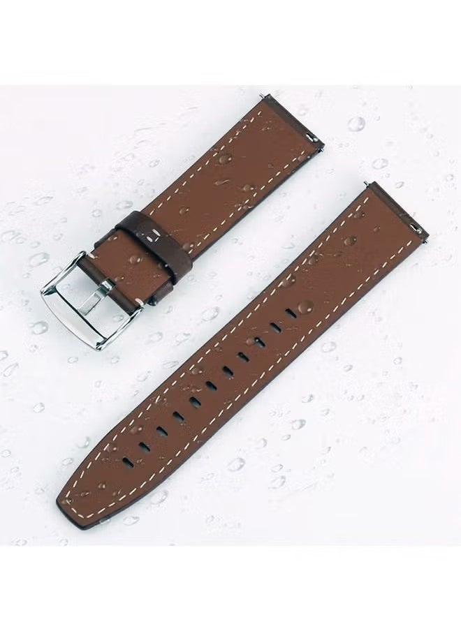 Huawei Watch Band Leather Strap, Compatible with GT3/2 46mm Watch Size, 22mm Band Width, Elegant Design, 1 Piece(Brown)