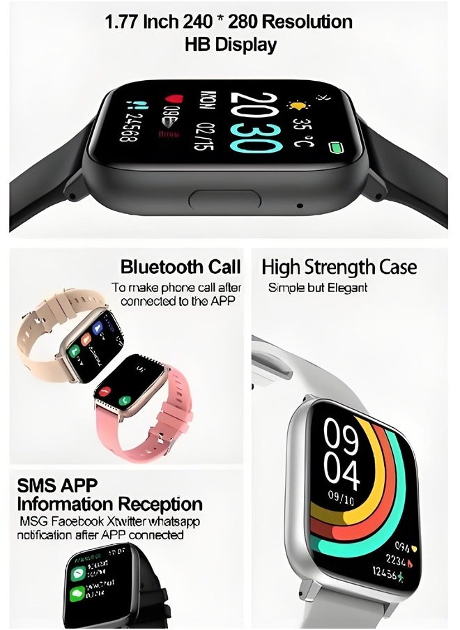 Smart Watch Korean Brand Business Smart watch, Multiple Language English Arabic, Waterproof Fitness Watch, Bluetooth Calling, Zinc Alloy Vacuum Plating, Heart Rate Monitoring, Smart watch for Men Women, Gift for Girls Boys - Golden