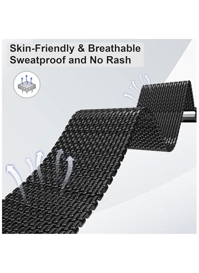 Titanium Milanese Mesh Loop for Apple Watch Band 49mm 46mm 45mm 44mm Men Women, DLC Scratch-resistant Coating Breathable Replacement Strap with Adjustable Parachute-style Buckle for iWatch Ultra 2/S