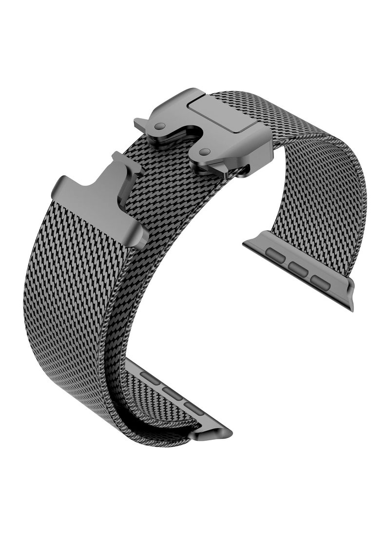 Titanium Milanese Mesh Loop for Apple Watch Band 49mm 46mm 45mm 44mm Men Women, DLC Scratch-resistant Coating Breathable Replacement Strap with Adjustable Parachute-style Buckle for iWatch Ultra 2/S