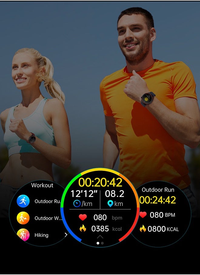 1.43 inch Smartwatch Fitness Running Watch Bluetooth Temperature Monitoring Pedometer Call Reminder Compatible with Android iOS Women Men Hands-Free Calls Waterproof watch