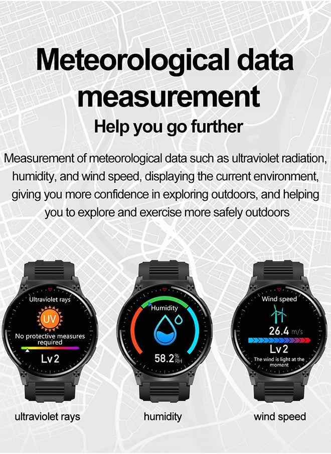 Smartwatch for Men with LED Flashlight 1.39'' HD Smartwatch Waterproof Fitness Tracker Outdoor Sports Watch for iOS Android,Black