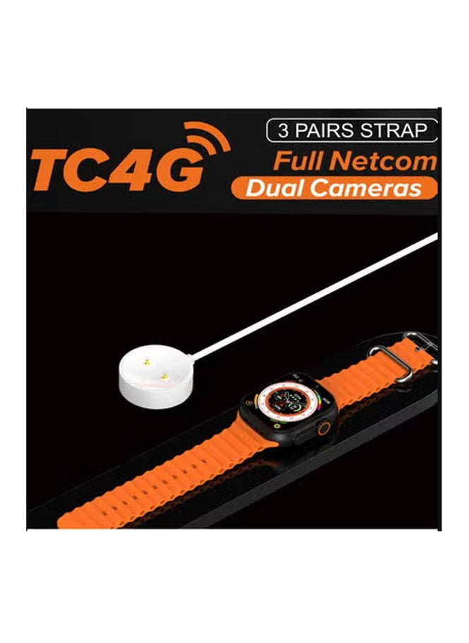 Telzeal TC4G 2.2 Inch Full Screen Display Smart Watch With Dual Camera and Sim Card Support With 3 Pair Straps and Wireless Charger For Ladies and Gents Black