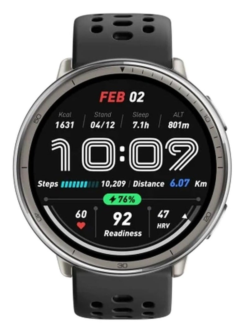 Amazfit Active 2 Smart Watch 44mm – AMOLED Display, GPS, Voice Control, NFC Payments, 10-Day Battery, 160+ Sports Modes, 5ATM Waterproof, Android & iPhone Compatible – Black
