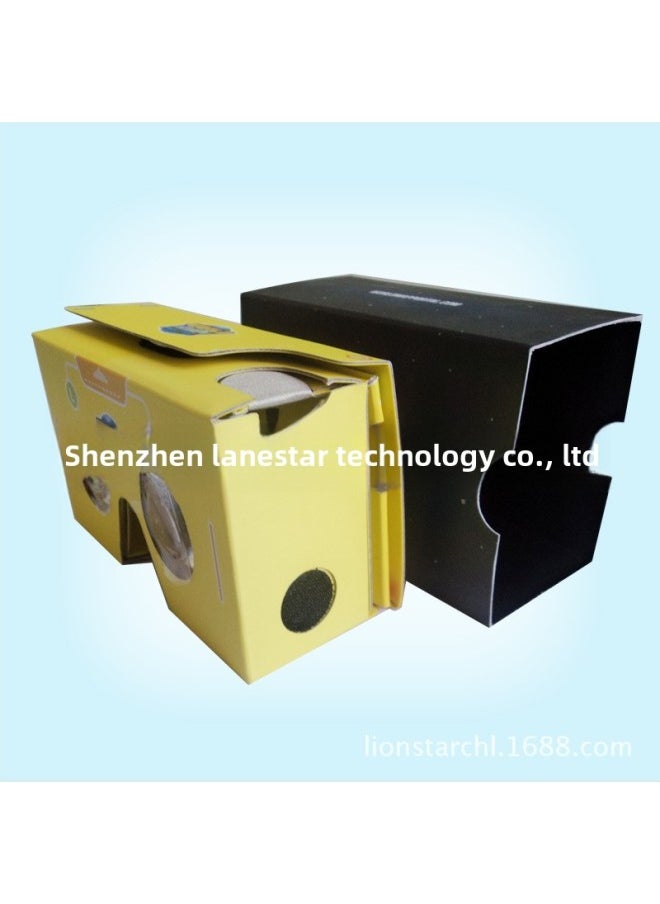 VR Color Virtual Reality Glasses Google Second Generation Glasses Vr Box Carton 3D Glasses-Color:Yellow