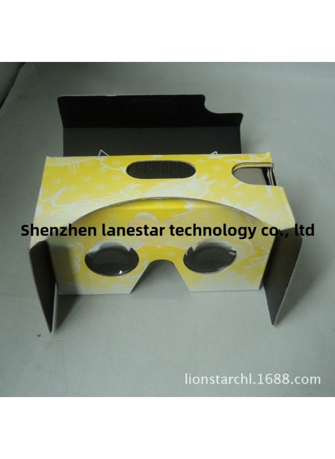 VR Color Virtual Reality Glasses Google Second Generation Glasses Vr Box Carton 3D Glasses-Color:Yellow