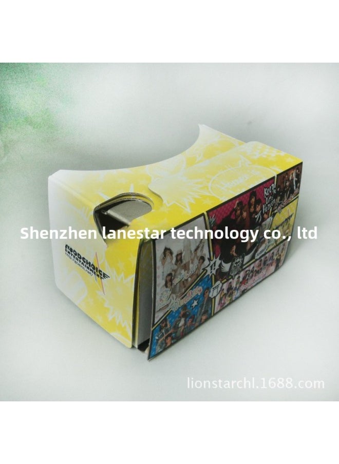 VR Color Virtual Reality Glasses Google Second Generation Glasses Vr Box Carton 3D Glasses-Color:Yellow
