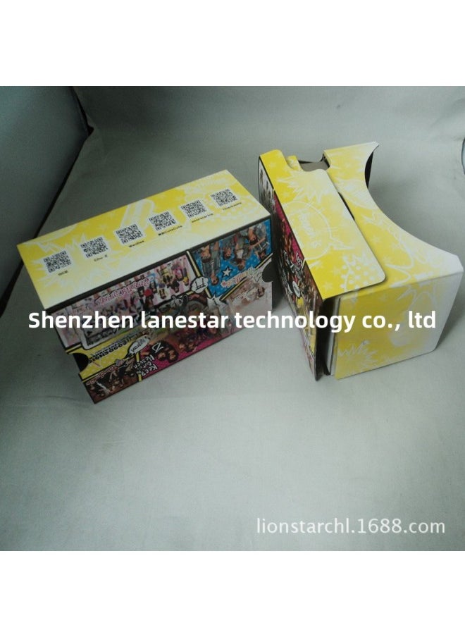 VR Color Virtual Reality Glasses Google Second Generation Glasses Vr Box Carton 3D Glasses-Color:Yellow