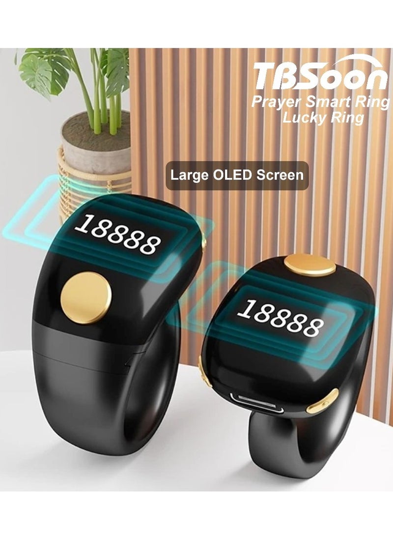 Lightweight Prayer Smart Ring, Lucky Ring, Tasbih Counter, Large Battery, OLED Display,Digital Watch Ring,Tasbeeh Beads Ring,Electronic rosary,Forgiveness Ring, Ramadan Gift,Eid al-Fitr,Daily Wear & Gift Giving,for Man & Women,TBSoon iQIBLA Zikr Ring