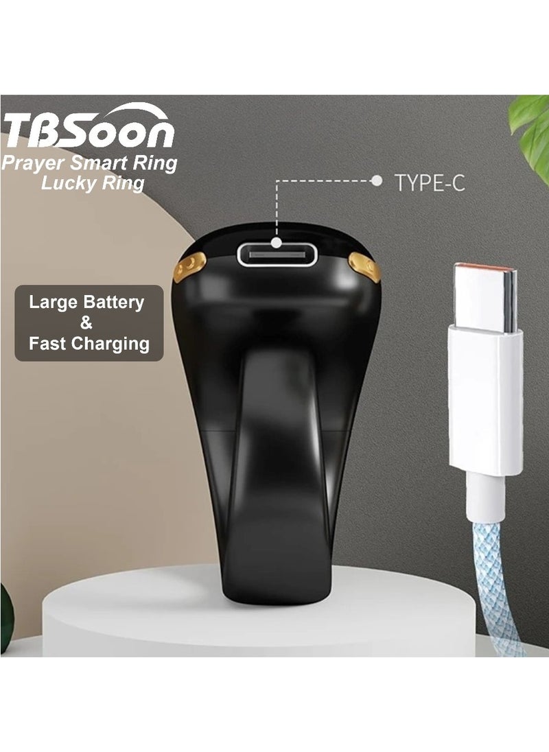 Lightweight Prayer Smart Ring, Lucky Ring, Tasbih Counter, Large Battery, OLED Display,Digital Watch Ring,Tasbeeh Beads Ring,Electronic rosary,Forgiveness Ring, Ramadan Gift,Eid al-Fitr,Daily Wear & Gift Giving,for Man & Women,TBSoon iQIBLA Zikr Ring