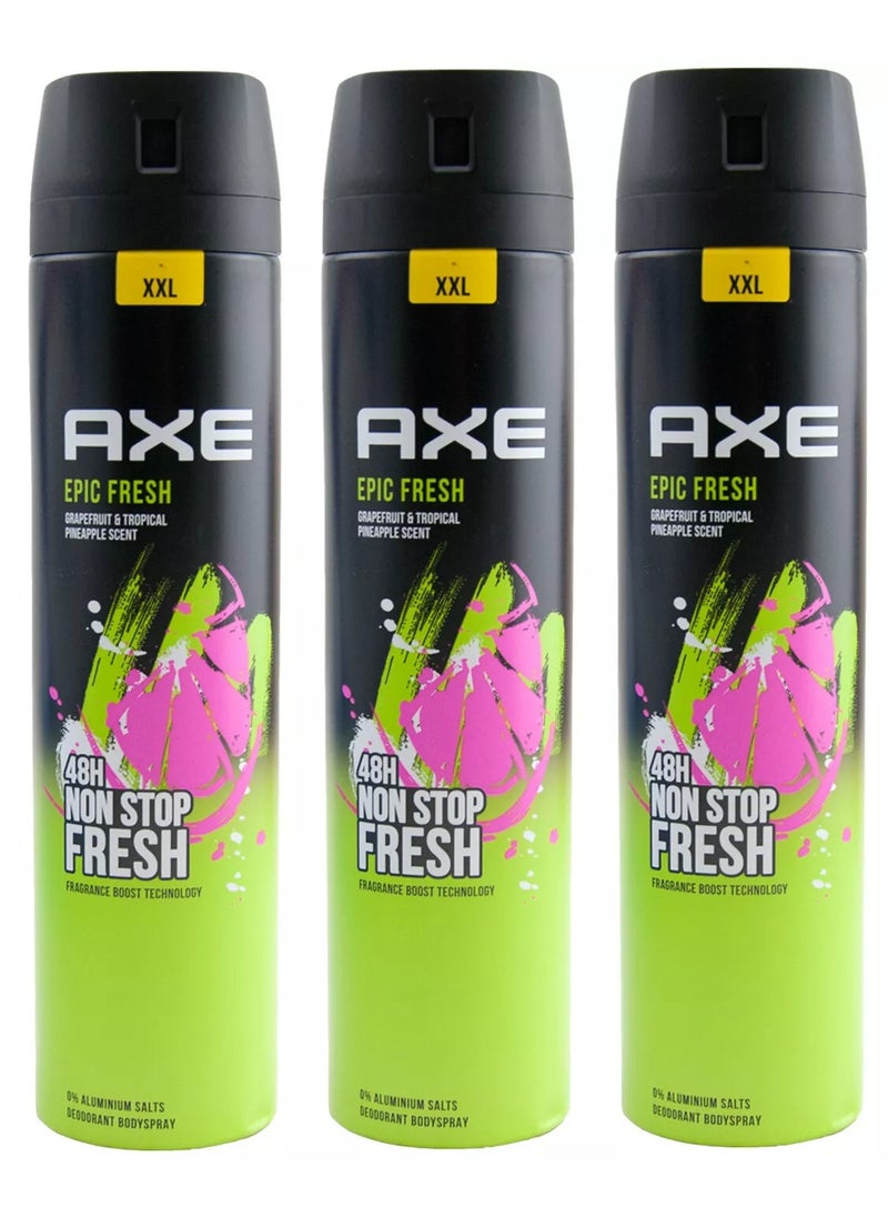 Deo Spray Epic Fresh 6 x 250ml 48H Protection XXL 0% Aluminum Salt Body spray