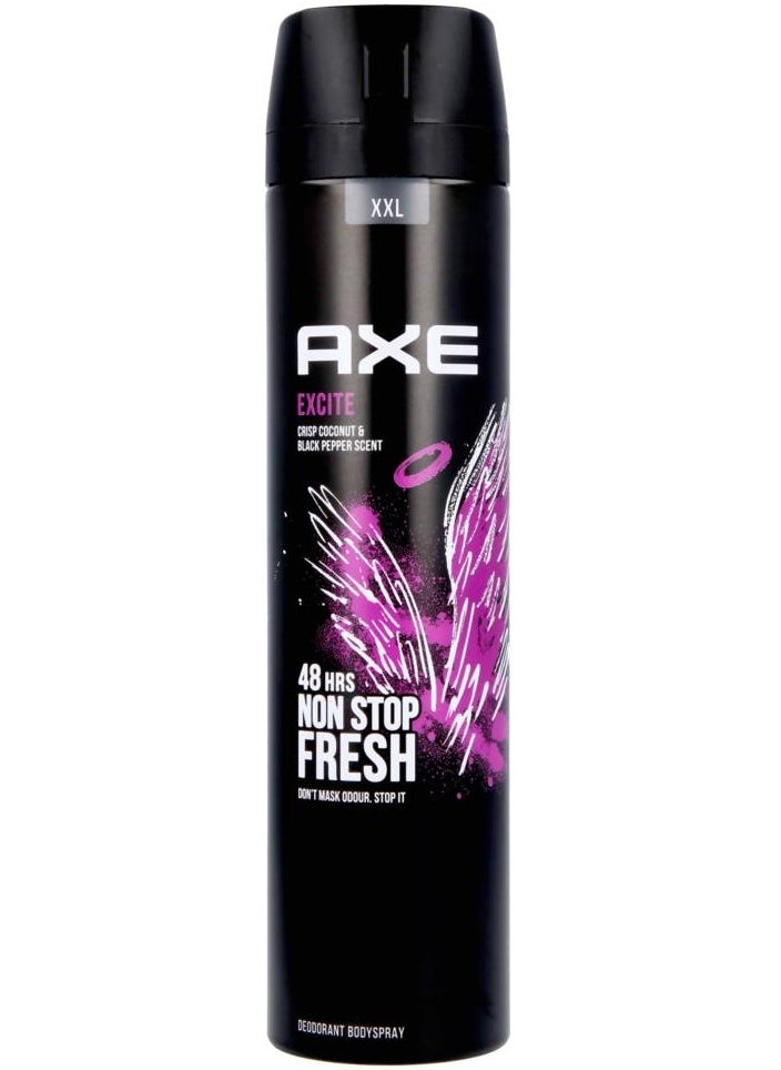 Pack of 6 Excite Body Deodorant Spray Crisp Coconut And Black Pepper Scent 6x250ml
