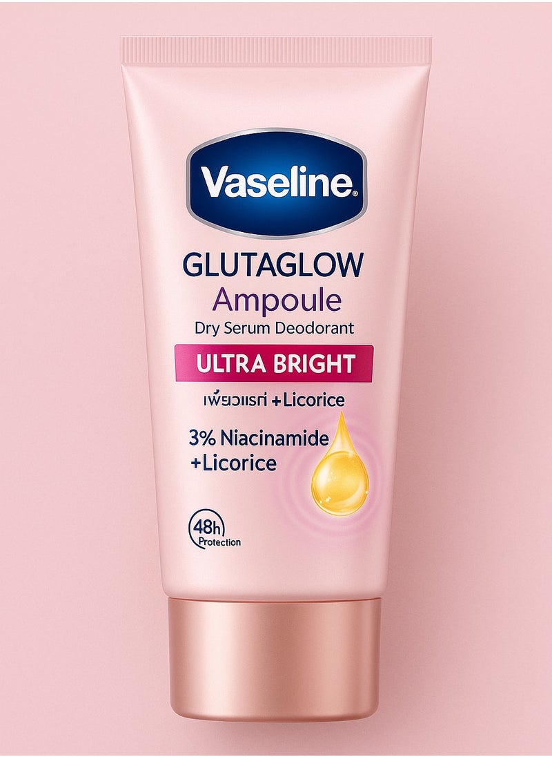 Vaseline GlutaGlow Ultra Bright Deodorant Serum for Dark Underarms – With Licorice & Niacinamide, Long-Lasting Glow, 48H Protection, 45ml