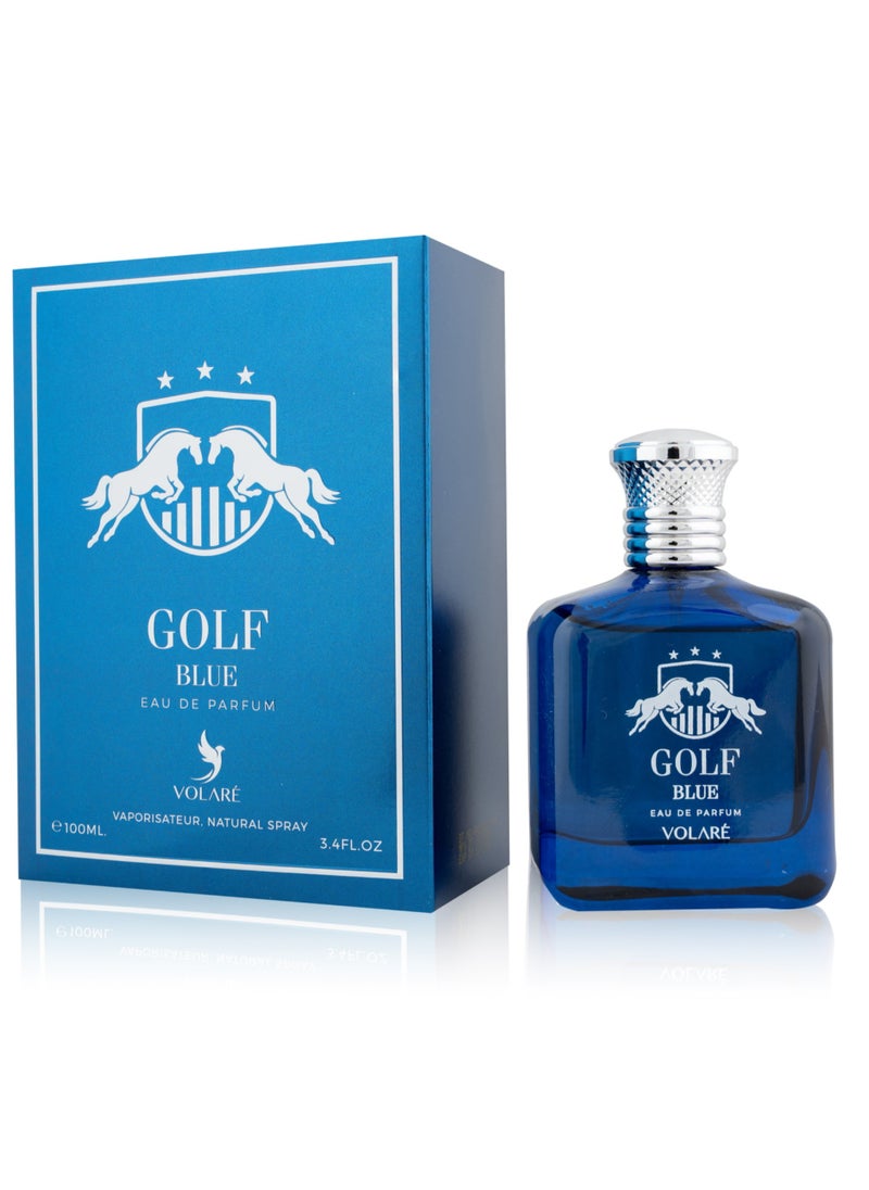 Volare Golf Blue Eau De Parfum for Men - 100ml | Fresh Aquatic Scent with Cucumber, Melon & Musk