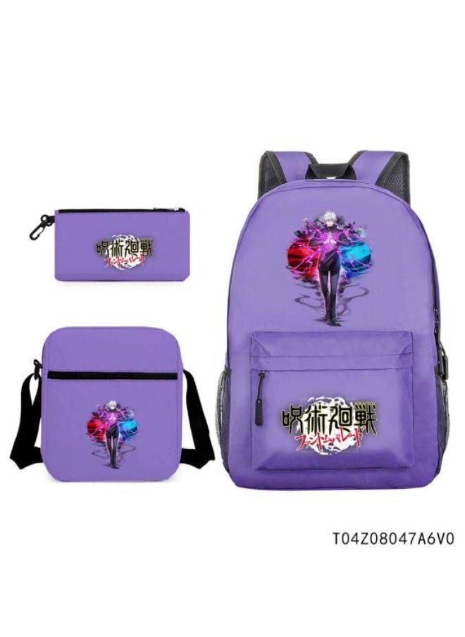 Exquisite anime backpack three-piece set, unique design sense, easy storage and stress-free - 378
