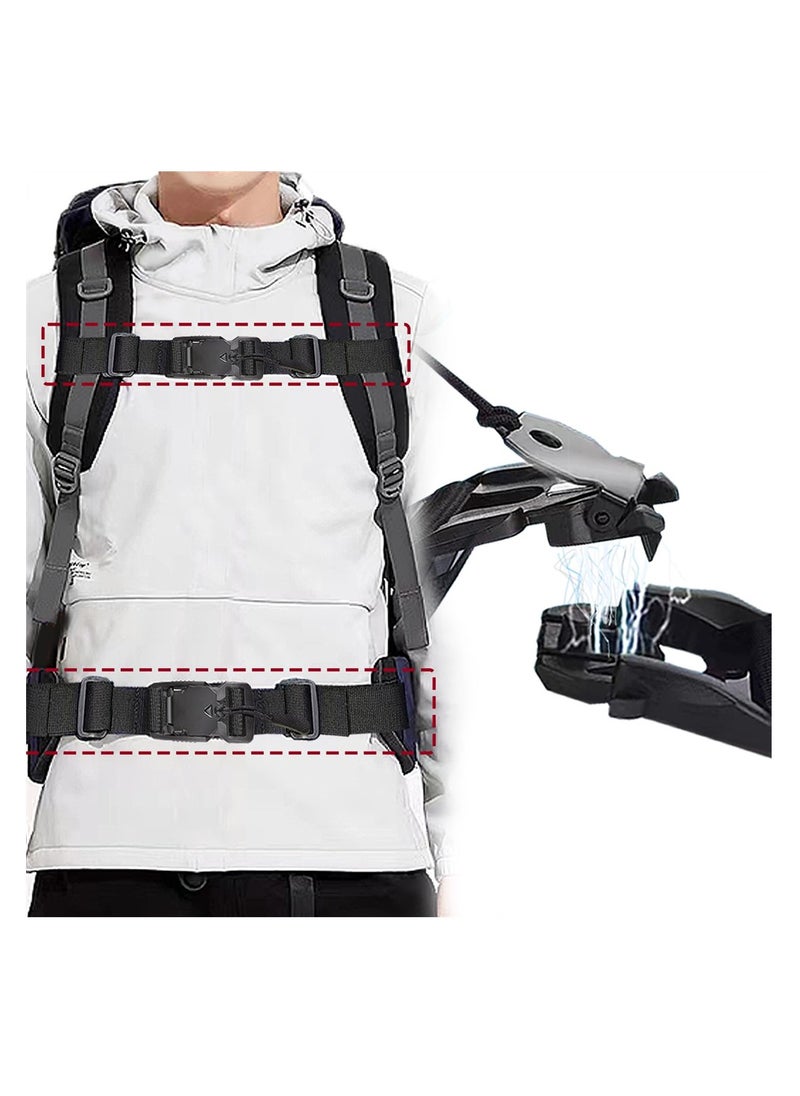 Universal Magnetic Chest Strap for Backpack, Adjustable Sternum Strap, Waist Belt, and Hip Belt with Clips,Magnetic backpack chest strap + waist belt, Black, 2PCS