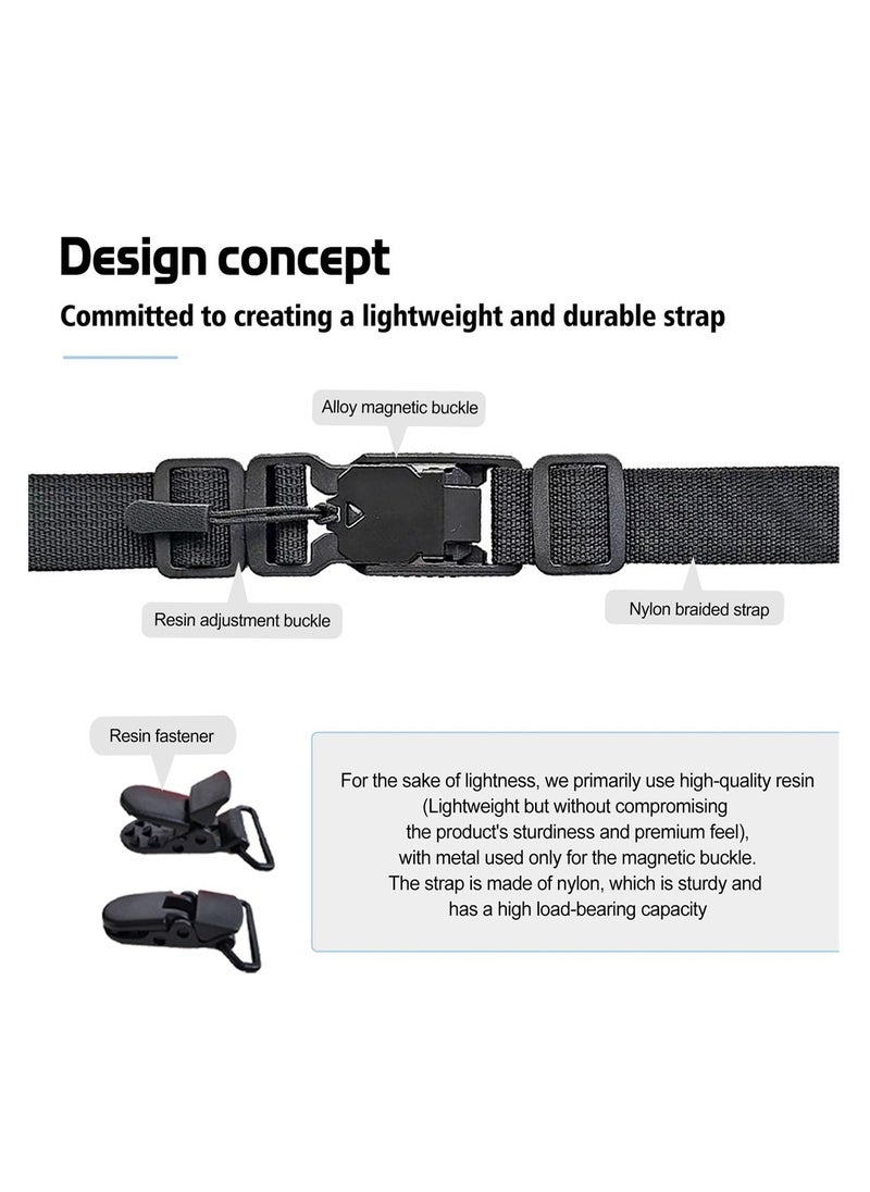 Universal Magnetic Chest Strap for Backpack, Adjustable Sternum Strap, Waist Belt, and Hip Belt with Clips,Magnetic backpack chest strap + waist belt, Black, 2PCS
