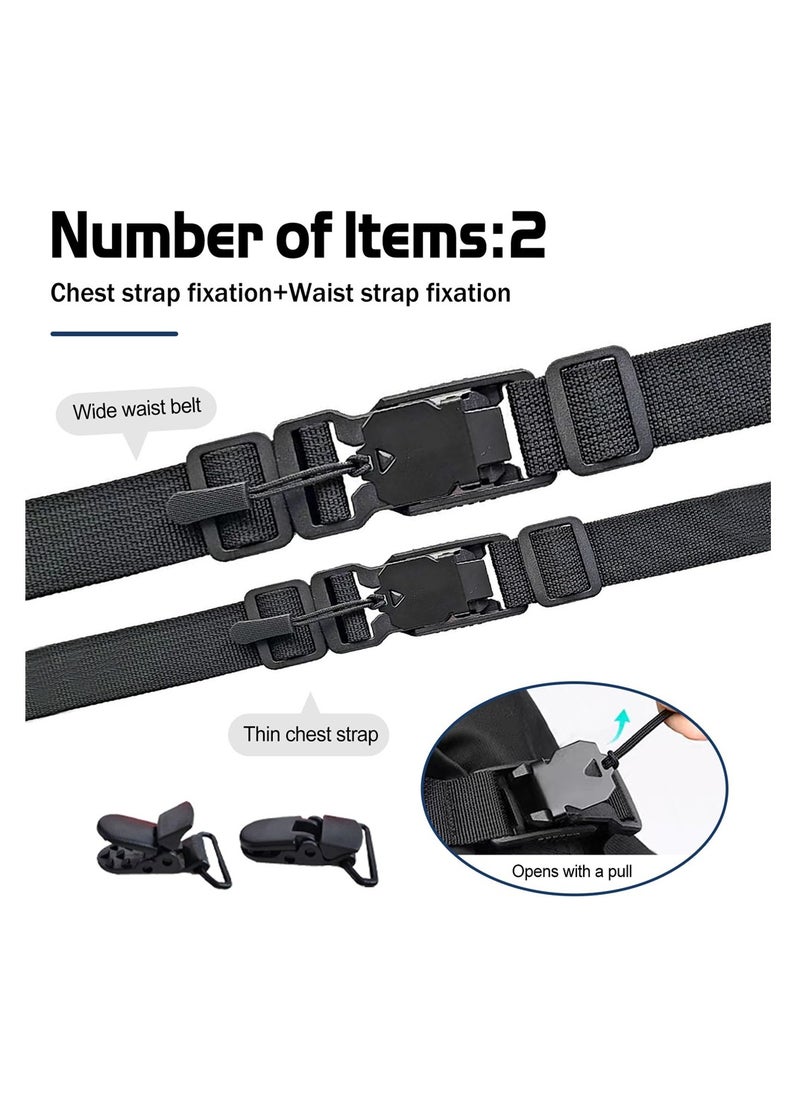 Universal Magnetic Chest Strap for Backpack, Adjustable Sternum Strap, Waist Belt, and Hip Belt with Clips,Magnetic backpack chest strap + waist belt, Black, 2PCS