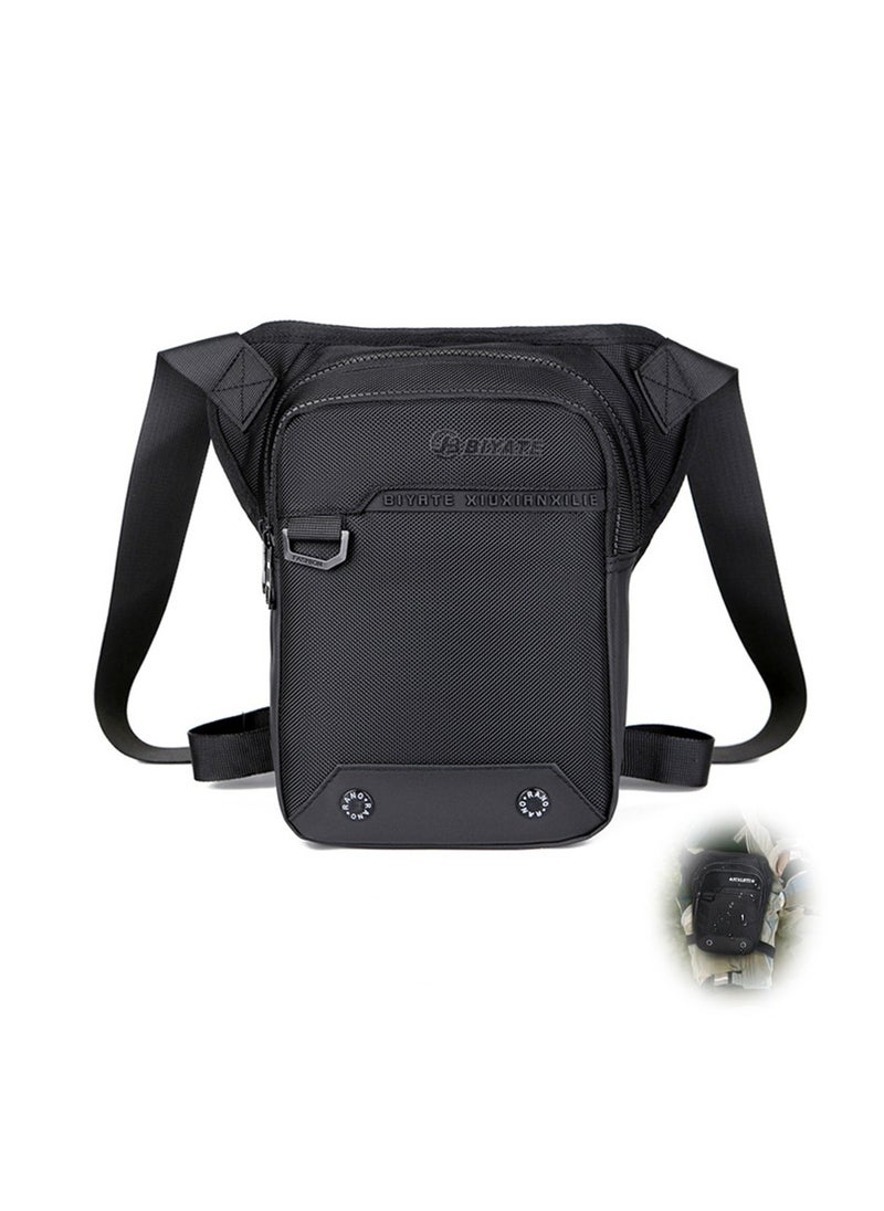 Drop Leg Bag, Motorcycle Tactical Pack Waterproof Thigh Bag with Removable Strap for Hiking, Climbing, Cycling, Fishing, Riding, Travel, Black