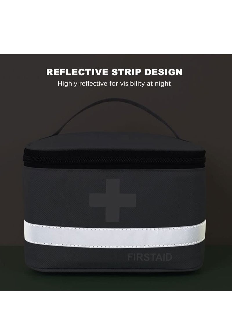 2 Pcs Empty First Aid Bags with Small Medical Pouch, Insulated Survival Medicine Bag, Portable Medication Travel Carrying Case with Handle for Car Home Camping Office Workplace Deep Grey