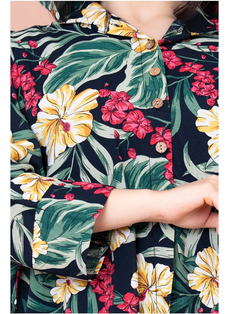 Floral Printed Hoodie Jalabiya
