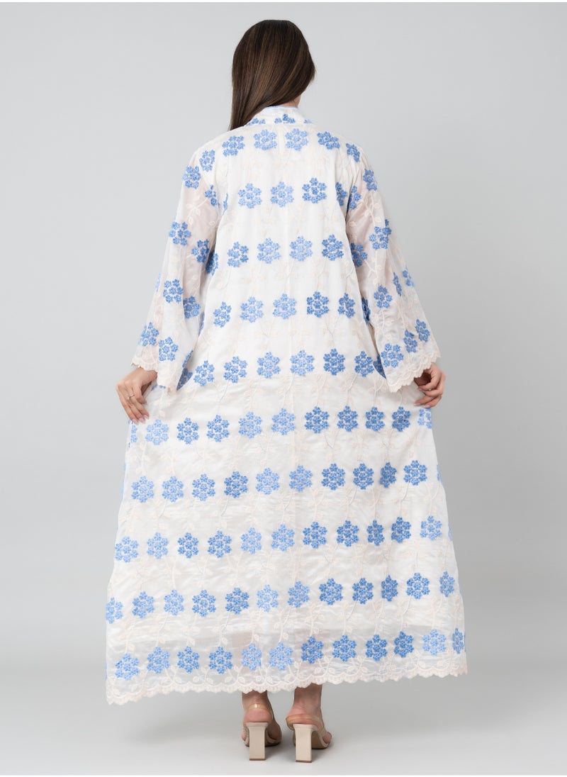Floral Aura Embroidered Jalabiya OMN03 Blue