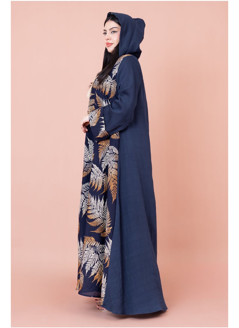 Hooded Leaf Print Jalabiya
