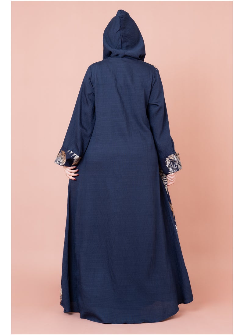 Hooded Leaf Print Jalabiya