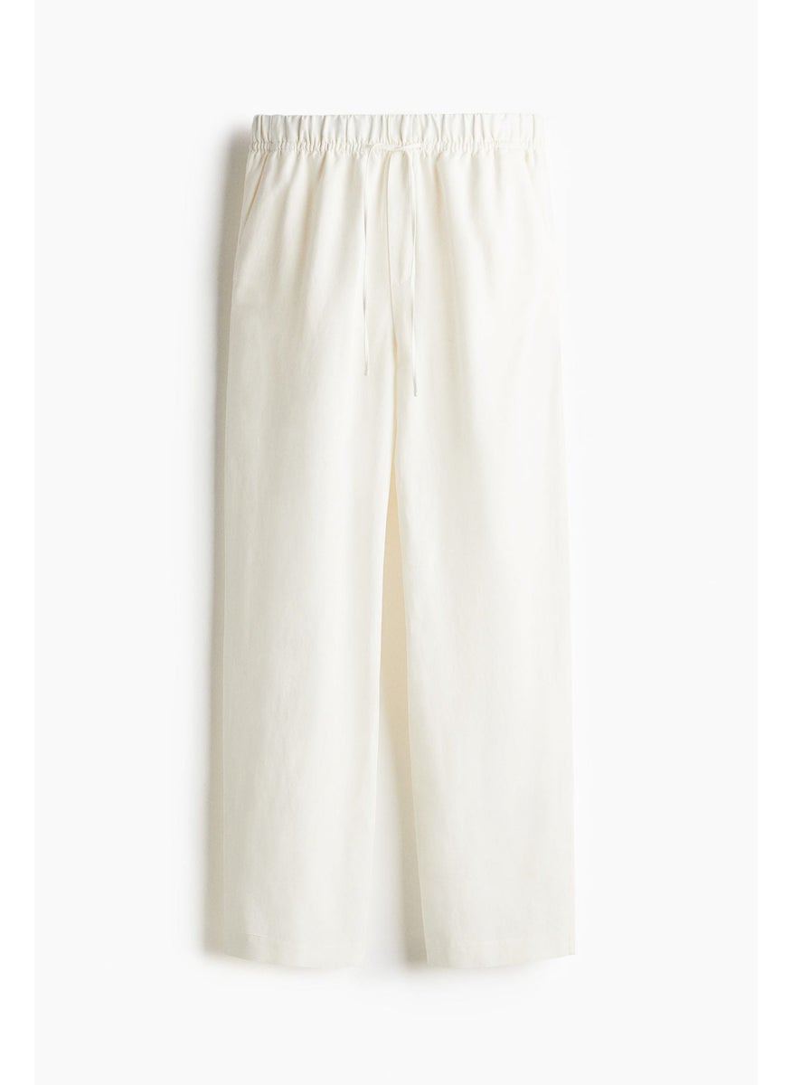 Linen-Blend Drawstring Trousers